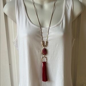 Versona Gold-tone and Pink Tassel Necklace